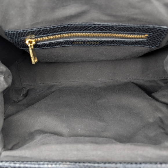 Marc Jacobs Stam Stardust Snake Print Black Leather Satchel Bag Gold Stud Detail - Picture 11 of 15